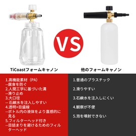 TiCoast Foam Cannon, 1.0L Foam Gun for Car Wash with 1/4 Quick Connector, For Pressure Washing Guns, For High Pressure Washers, Foam Lance, High Foam, Includes Dial, Foam Volume Adjustable, Car Wash, Snowfoam (Clear)