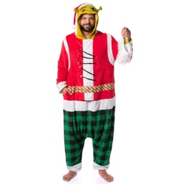 INTIMO Shrek Santa Adult Unisex Fleece Hooded Kigurumi Costume Pajama Union Suit for Men and Women (Shrek Santa, XXS/XS)