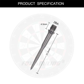FOX SMILING Steel Dart Tip Converter Points 2BA, Replacement Tips Metal Needle Tips Darts (6 Pieces Stainless Steel Tips)