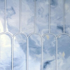 VaryStyle Blue Peel and Stick Backsplash for Kitchen Self Adhesive Stick on Backsplash Waterproof Renter Friendly Sticky Back Splashes Stickers Wall Tiles for Bathroom Laundry Room 12"x12" 6-Sheet