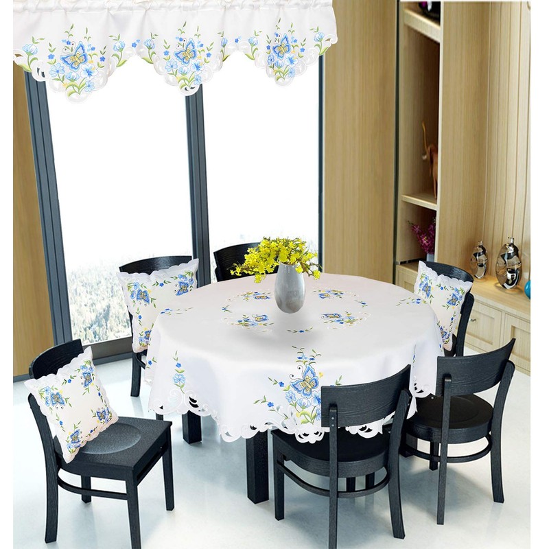 Simhomsen Embroidered Butterfly Rod Pocket Window Valance for Spring and