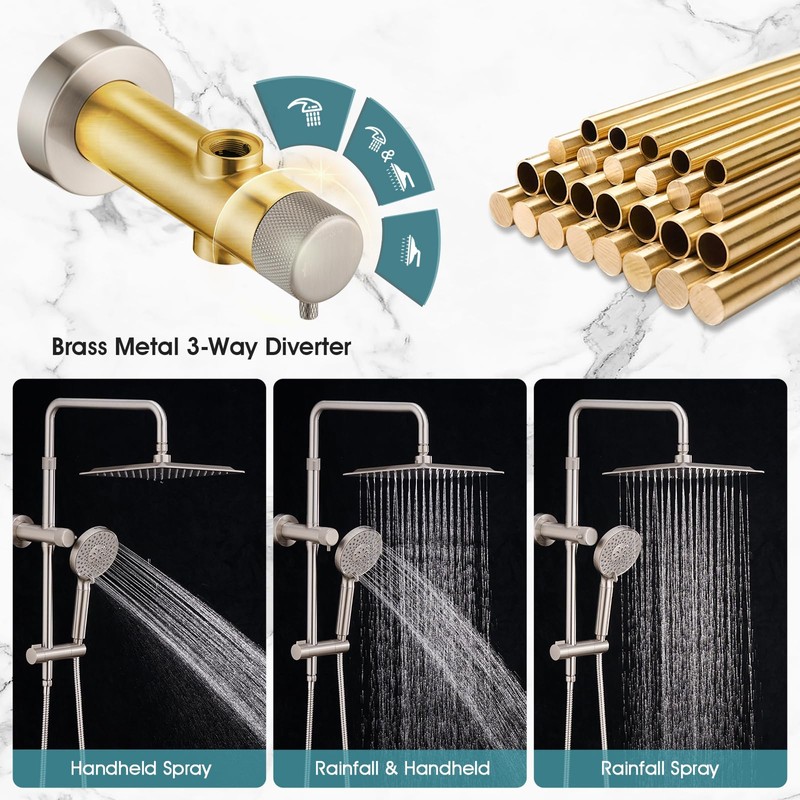 LOCALAND 10 Inch High Pressure Rainfall Shower Head with Handheld
