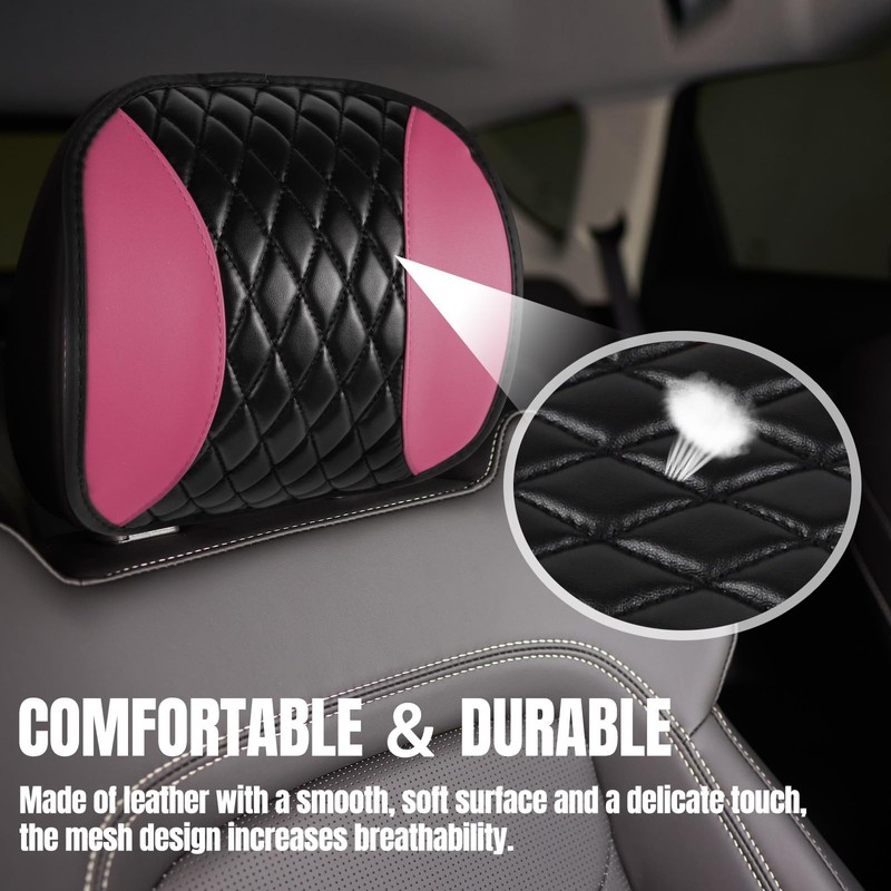 Hovom 2PCS Car Headrest Cover, Soft Breathable Leather Cars Front