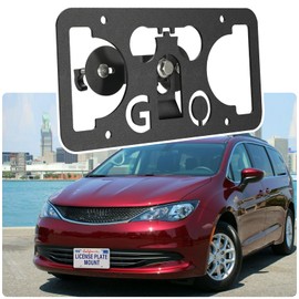 No Drill License Plate Holder Compatible with Chrysler Voyager 2020-2024 Front Grille License Plate Mount Bumper Bracket Holder Car Tag Frame Adapter Accessories