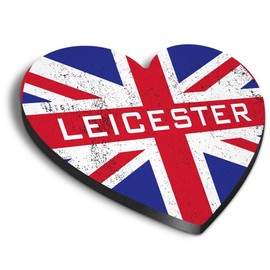 1x Heart MDF Magnet 6cm - Leicester England Flag Circle - Fridge Locker Office Whiteboard Toolbox #59473