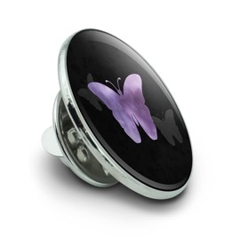 Purple Butterfly Watercolor Silhouette Metal 0.75" Lapel Hat Pin Tie Tack Pinback