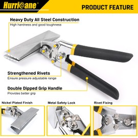 HURRICANE Sheet Metal Hand Seamer, 6 Inch Straight Jaw Sheet Bender Tools for Flattening Metal, Bending Pliers with Double Dipped Cushion Handle, Grip Strength and Versatility