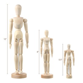 Mannequin Body, Wooden Manikin Body Drawing Mannequin Artist Manikin with Stand and Flexible Joints for Decoration Sketching & Painting (12")