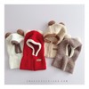 Kids' Winter Knitted Balaclava Hat with Double Pom-Poms (lf2582) - One Size (48-52) Red 3ea