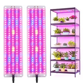 Grow Lights for Indoor Plants,300LEDs Full Spectrum Red Bule Grow Lights for Under Cabinet Plant, Grow Lamp with 3/6/12H Timer,6 Dimmable Levels,LED Grow Lights for Shelves 2 Panel
