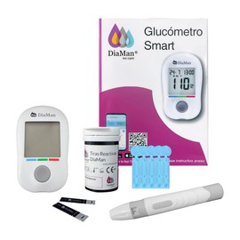 Glucómetro Kit Diaman Smart +50 Tiras Reactivas + 10 lancetas Sistema de Monitoreo de Glucosa en Sangre App para Celular Incluida