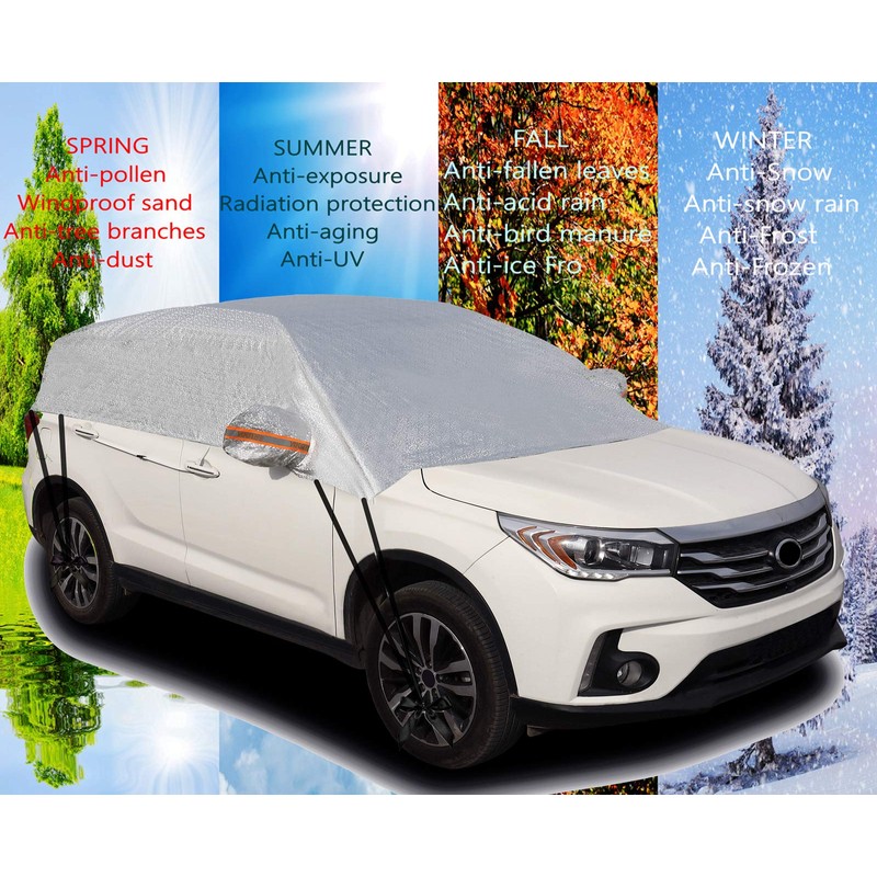 Kadooria Safe View Half Car Cover Top Waterproof/Windproof/Dustproof/Windshield Cover Snow