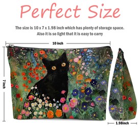 XFN Cat Lover Gifts, Cat Gifts Cute Floral Cat Makeup Bag, Cat Themed Gifts Cosmetic Bag Travel Pouch, Cat Owner Gifts for Women Girls Best Friend Daughter Friendship Graduation Birthday Gifts