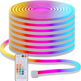 ENATECLITE Neon Strip Lights 5V USB Powered - 16.4FT Smart Music Sync Gaming Lights with App Control, Bendable LED for PC Setup, Bar, Party, Home Theater Decor， Room Decor