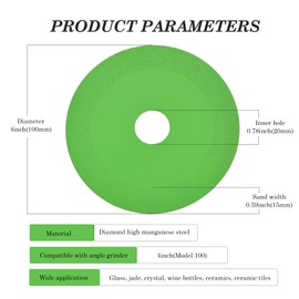 Generic 5Pcs 4 inch Glass Cutting Disc for Angle Grinder 7/8"" (Model 100/115/125),1mm Ultra-Thin Diamond Cutting Saw Blade for Ceramic,Tile,Glass,Jade,Wine Bottles,Crystal
