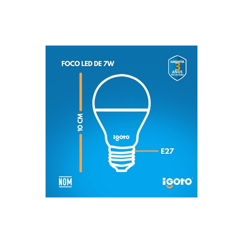 iGoto F3P20107 Pack de 3 Focos 7w A55 Luz Calida