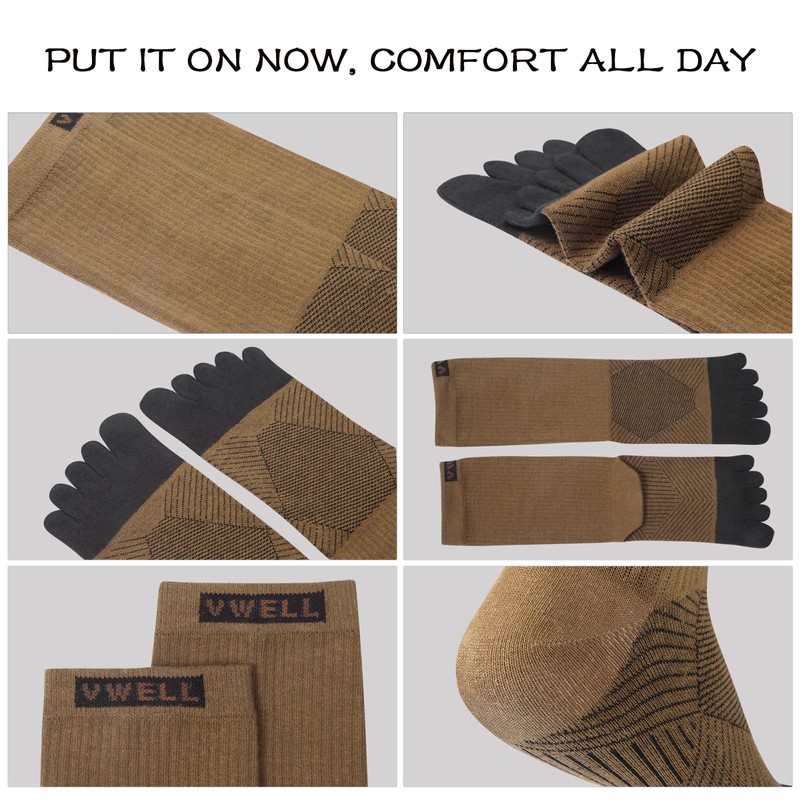 VWELL Toe Socks Cotton Athletic Running Five Finger Socks 3