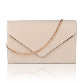 Shengxi Clutch Women's Envelope Clutch Bag with Chain Elegant Evening Bag Chain Bag Crossbody Shoulder Bag Women's Velvet Clutch Bag Handbag for Wedding Prom Party, beige