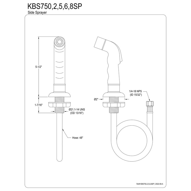 Kingston Brass Gourmetier KBS758SP Kitchen Faucet Sprayer with Hose, White