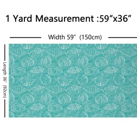 Sea Shells Upholstery Fabric for Chairs,Ocean Marine Beach Starfish Fabric by The Yard,Hawaiian Sea Life Animals Fabric for Upholstery and DIY Projects,3 Yards,(L276*W150cm) Seafoam White