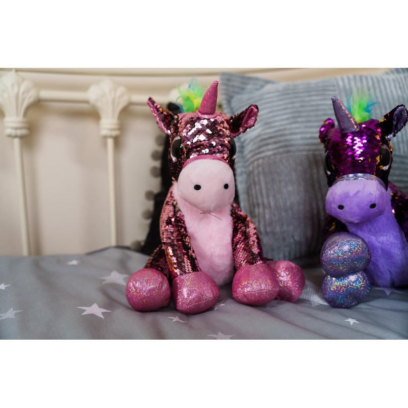 Mousehouse Gifts Sequin Sparkly Unicorn Stuffed Soft Toy 29cm (Pink)