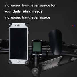 Ezweiji Bicycle Handlebar Extension, Diameter of 25.4-31.8 mm Bicycle Handlebar Extension with Two Black Handlebar Mounts Holder for Torch Smartphones GPS Devices (Black)