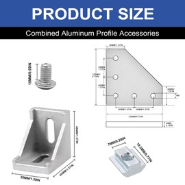 Seekliny 34 Pack 4040 Corner Bracket Aluminum Extrusion Hardware Accessories Include L-Shaped Plate, Corner Angle, Sliding Hook for 40x40 Series Extruded Aluminum Silver