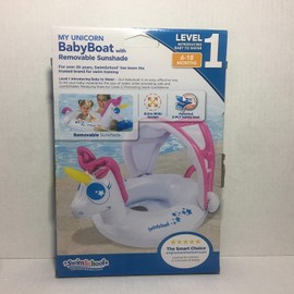 SwimSchool My Unicorn Baby Boat Inflatable Float with Sunshade