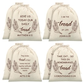 Vesici 8 Pcs Large Linen Bread Bag for Homemade Bread Reusable Container and Saver Drawstring Storage Bags Unbleached Storage Container Keeper for Bakery 12" x 15" (Elegant Style)