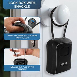 NBYT Portable Combination Lock keybox,For House Keys Key Hiders to Hide a Key Outside,Waterproof Key Safe Storage Lock Box (With cable)