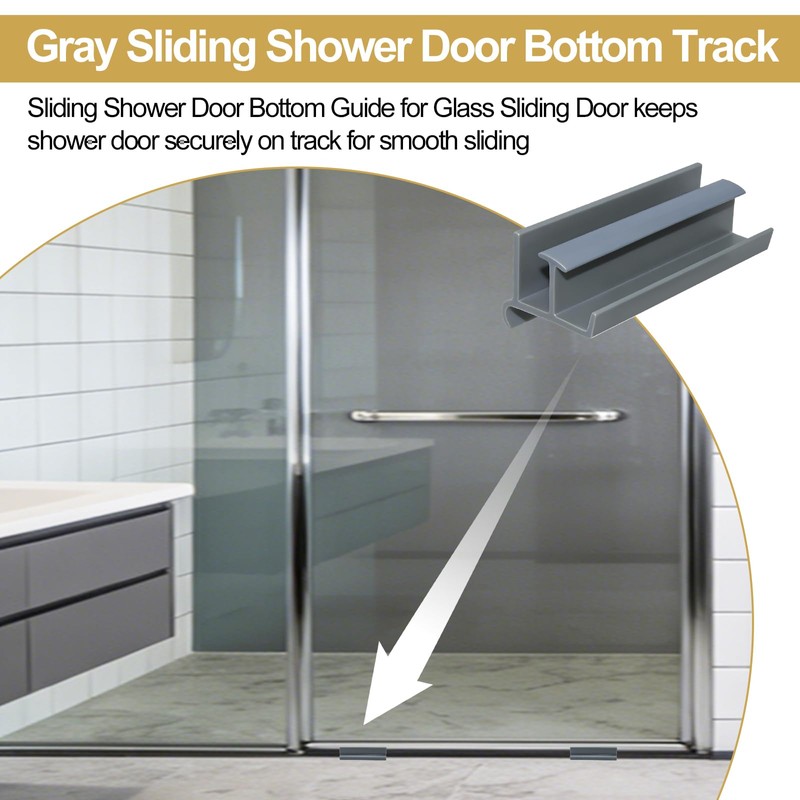 Gray Sliding Shower Door Bottom Guide for 3" Long x