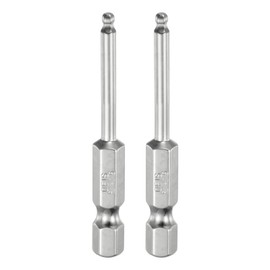 QUARKZMAN Set of 2 Ball Head Hex Screwdriver 2.5 mm (H2.5) Hex Shank Ball End Hex 50 mm Long Magnetic 1/4 Inch S2 Alloy Steel Screwdriver Bit Set