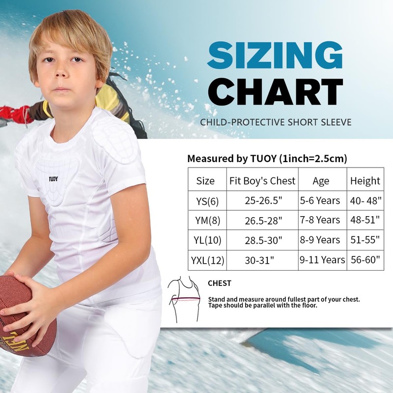 Dialudon Youth Boys Football Rib Protector Padded Compression for Football
