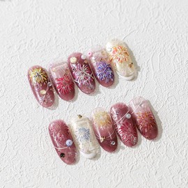 5D Embossed Nail Stickers 1 Sheet Fireworks Nail Decals Stickers Self-Adhesive Pegatinas Uñas for Women Nail Supplies Art Design Stickers(1, Fireworks02)