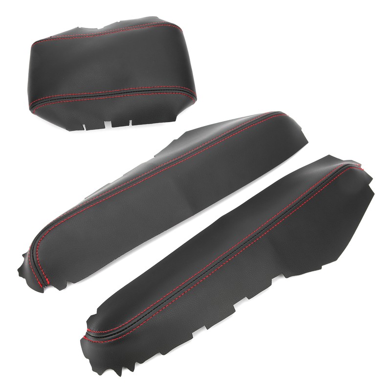 3pcs Center Console Armrest Pad Covers PU Leather Protectors Fit