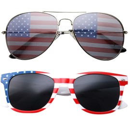 2 Pair Combo Patriotic American US Flag Sunglasses Bulk USA