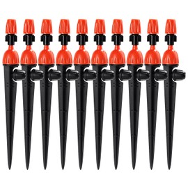 VooGenzek 10 PCS Adjustable Drip Emitters Water Irrigation Drippers Kit, Adjustable Irrigation Drippers Sprinkler Emitter 2 In 1, 360 Degree Water Flow Drip Irrigation System, with Lock Buckle