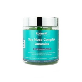 Sea Moss Complex Gummies - 3000mg Sea Moss, Bladderwrack, Burdock Root, Iodine, Vitamin C - Vegan, Halal, Gluten Free - 6-in-1 Energy, Focus, Immune & Gut Support, Honey Peach Flavour (1 Month Supply)