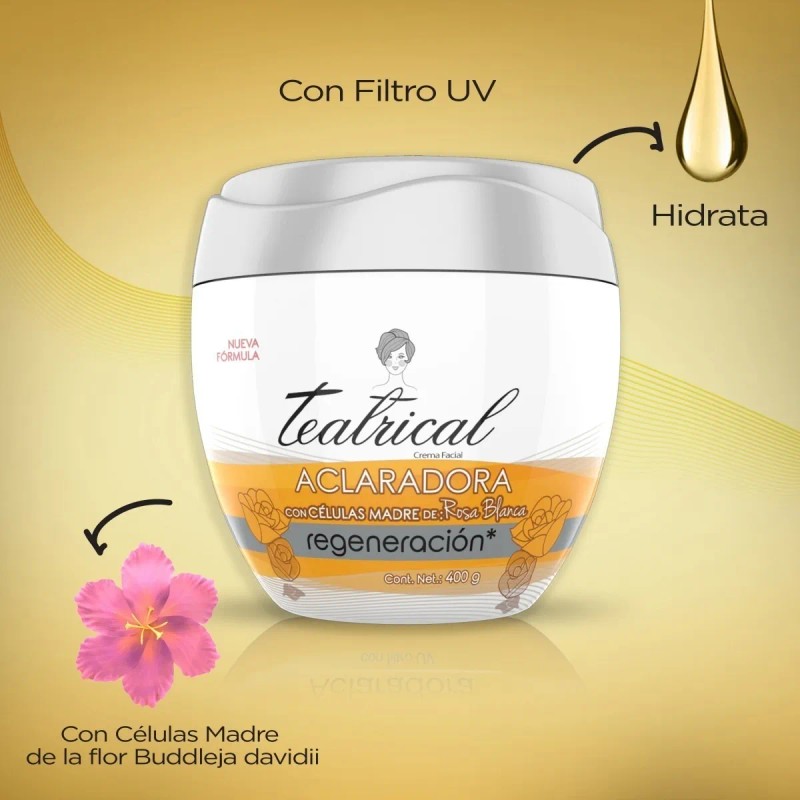 Crema Facial Teatrical Aclaradora Células Madre De 400 G