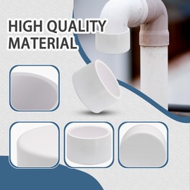Qjaiune 12 Pack 1 Inch PVC Cap, SCH40 PVC Pipe End Cap Fitting Furniture Grade PVC Pipe End Cap Plug Adapter, White PVC Pipe Plug Socket Fittings for Build PVC Furniture DIY Garden Shelf