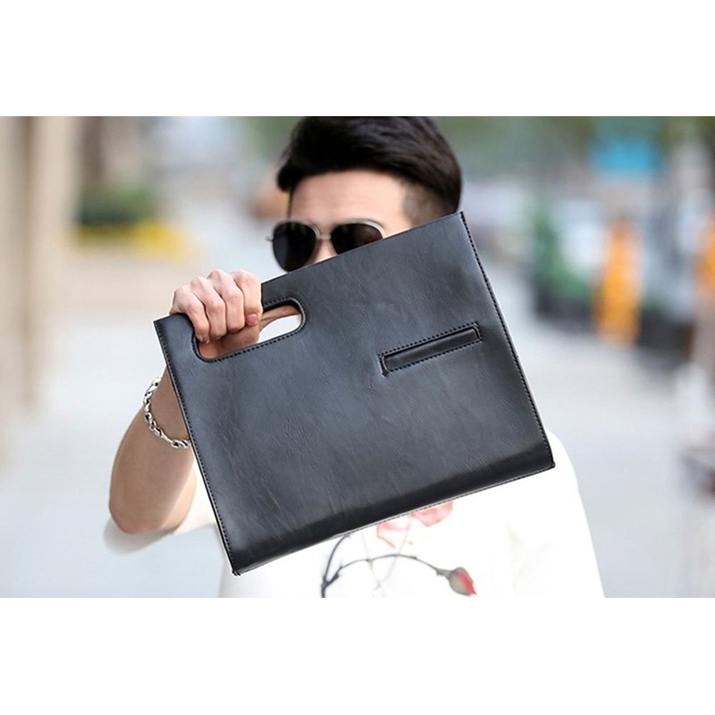 Rubitas Men's 2nd Bag, Clutch, Handheld, Back, Casual, Business, Leather,