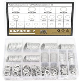 560 Pieces Automotive Drain Plug Gaskets, Oil Crush Washers, Kindroufly 18 Sizes Aluminum Flat Washers Assortment Set (M6 to M24)