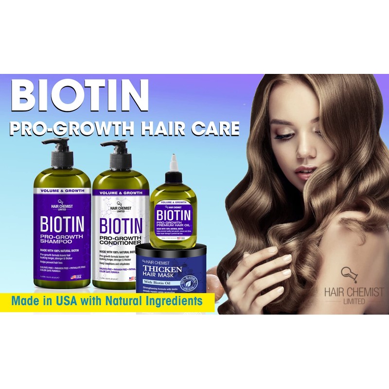 Hair Chemist Pro-Growth Shampoo & Conditioner Set with Biotin -