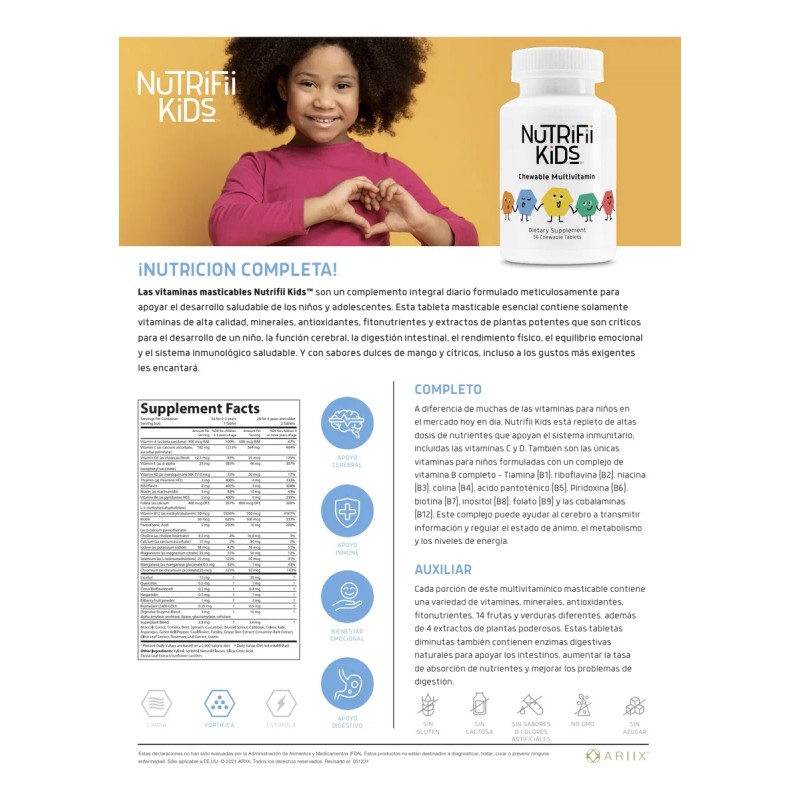 Multivitaminas Para Niños Nutrifii Kids 56 Tabletas