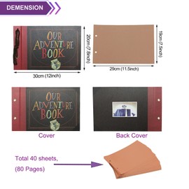 PELLYDA Our Adventure Book Photo Album, 80 Pages, Vintage DIY Scrapbook Album, Photo Book, Wedding Guest Book, for Christmas, Birthday, Anniversary, Gift