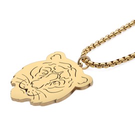 RAIDIN 18K Gold Silver Plated Stainless Steel Cute Tiger Necklace for Women Girls Kids Leopard Pendant Jewelry Gifts for Animal Lovers (Tiger-136GO)