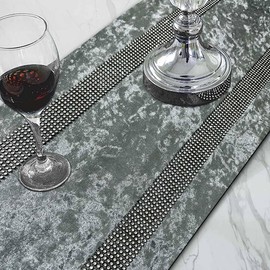 Jiino Gray Table Runners 72 Inches Long Grey Christmas Silver Runner with Tassels Decoration for Dinner Table, 33x180cm