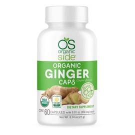 OS Organic Side | Organic Ginger Capsules | Digestive Health Support | USDA Certified Organic, Non-GMO, Vegan | 60 Easy-to-Swallow Capsules for Natural Wellness