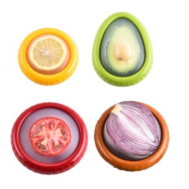 AOVSTVES Fruit and Vegetable Preservation Box Set(4 PCS) Fruit and Vegetable Storage Containers Suitable for Refrigerator Reusable Storage Boxes Suitable for Lemon Onion Apple Avocado,etc