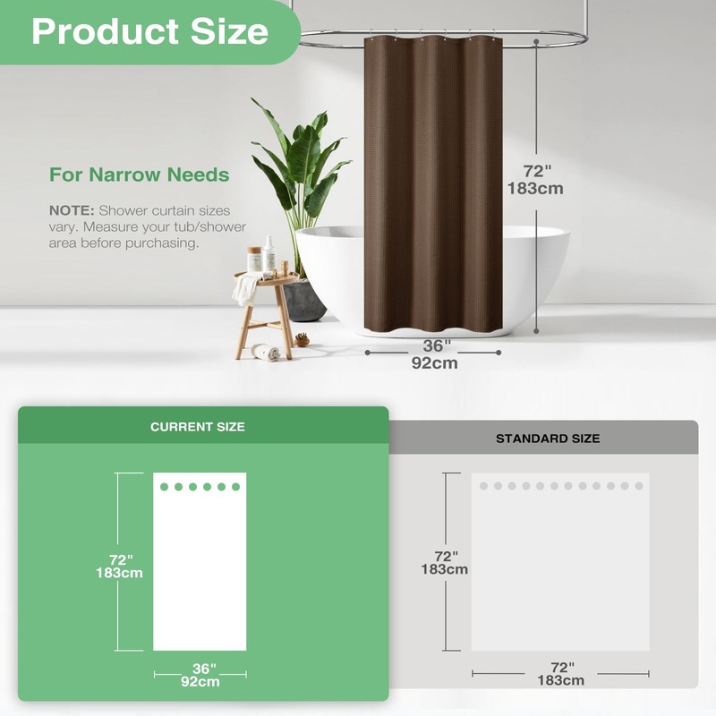 Dynamene Extra Long Shower Curtain - 96 Inch Long Waffle